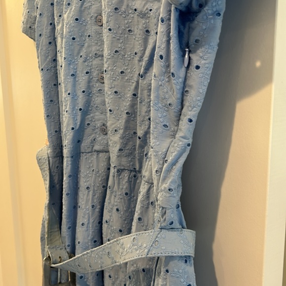 Lauren Ralph Lauren Blue eyelet midi-dress w/ belt, size 14 excellent condition - Picture 6 of 11